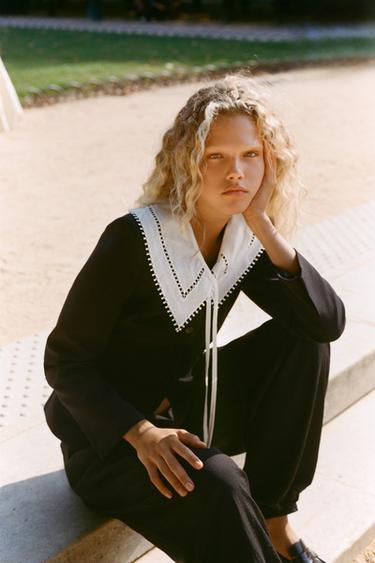 БЛЕЙЗЕР С КОНТРАСТНЫМ СЪЕМНЫМ ВОРОТНИКОМ — ЧЕРНЫЙ от Zara