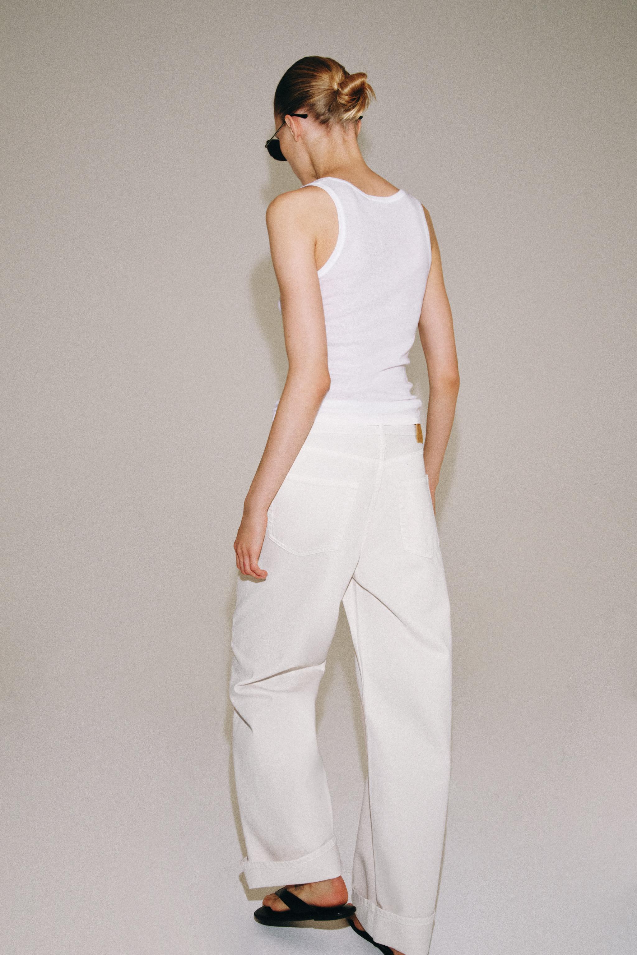 ZW COLLECTION MID-WAIST BAGGY JEANS - Oyster-white | ZARA India