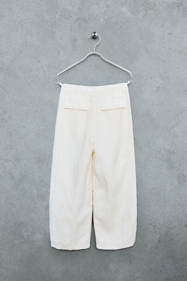 STORIESZ - CONTRAST TOPSTITCHING 100% LINEN TROUSERS - Ecru by Zara - Image 1