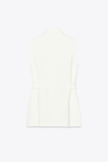 BUTTONED WAISTCOAT WITH BELT - Oyster-white by Zara - Image 4