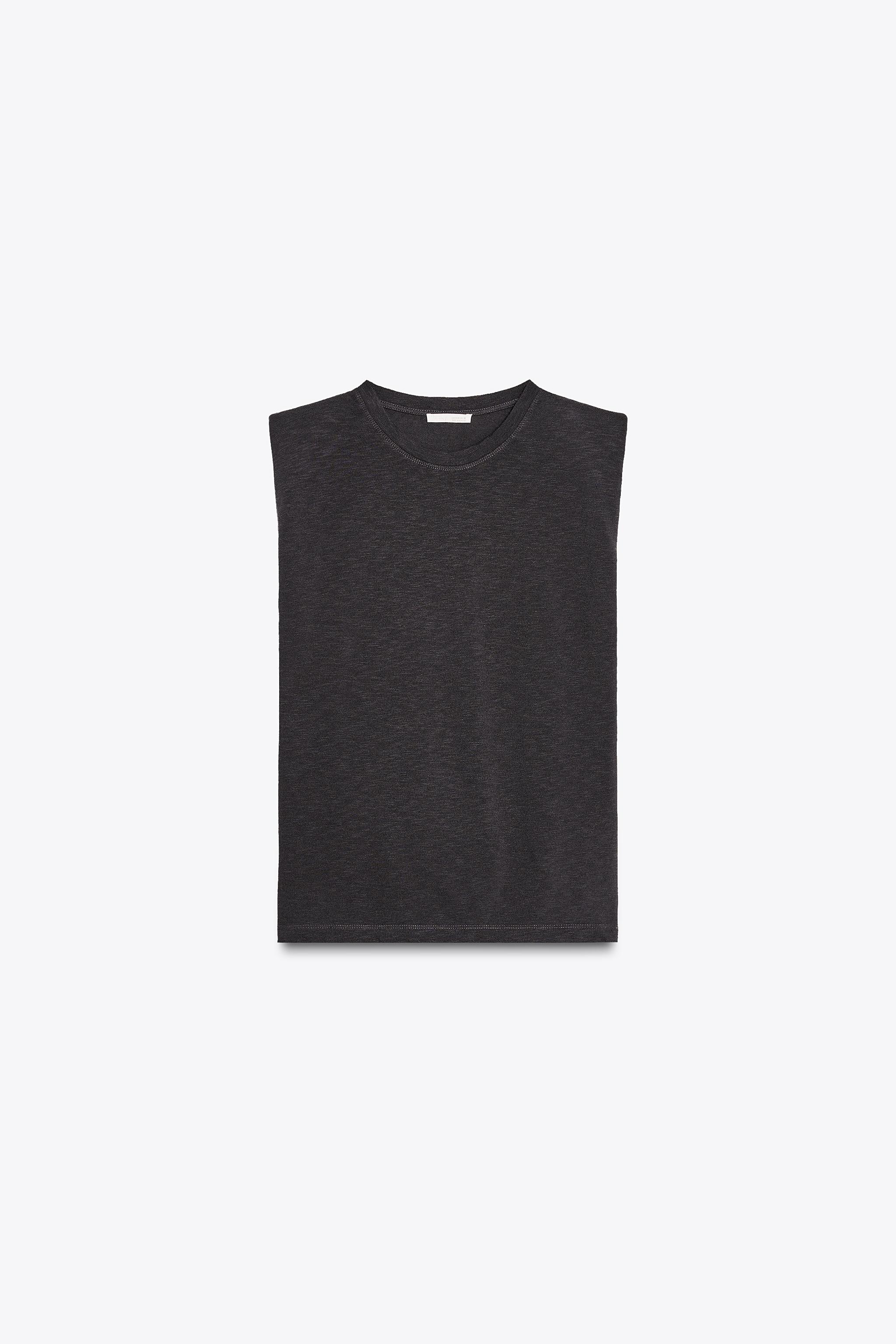 Tank Tops Shoulder Pad T Shirt Zara Padded Shoulder Muscle Tee