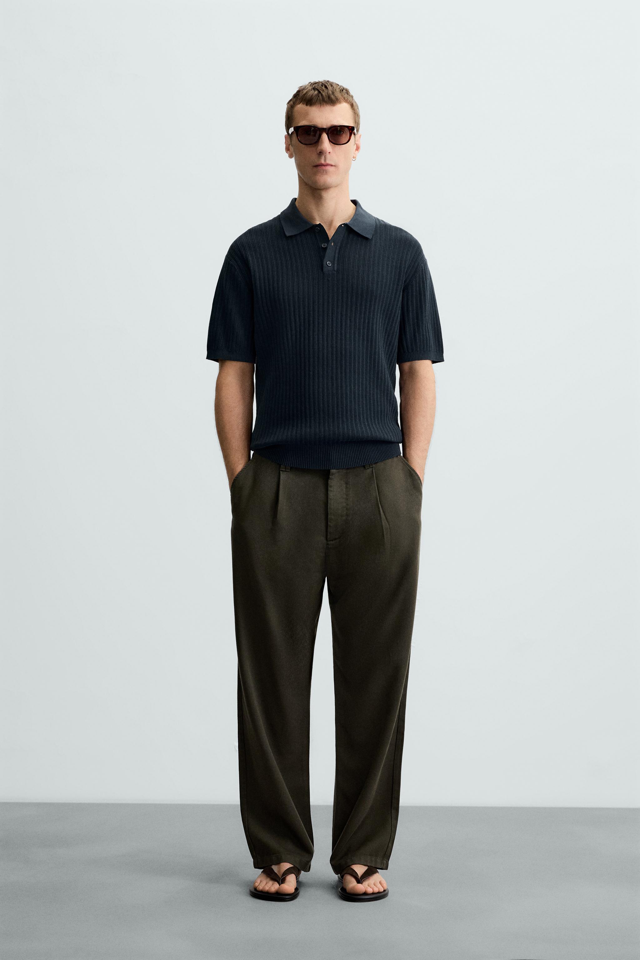 VERTICAL TEXTURED KNIT POLO SHIRT