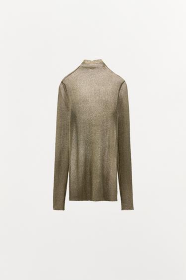 TOP EN MAILLE FINE FIL MÉTALLISÉ - Doré de Zara - Image 4