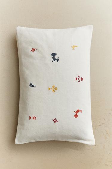 CUSHION COVER WITH MINI EMBROIDERY - Ecru by Zara - Image 5
