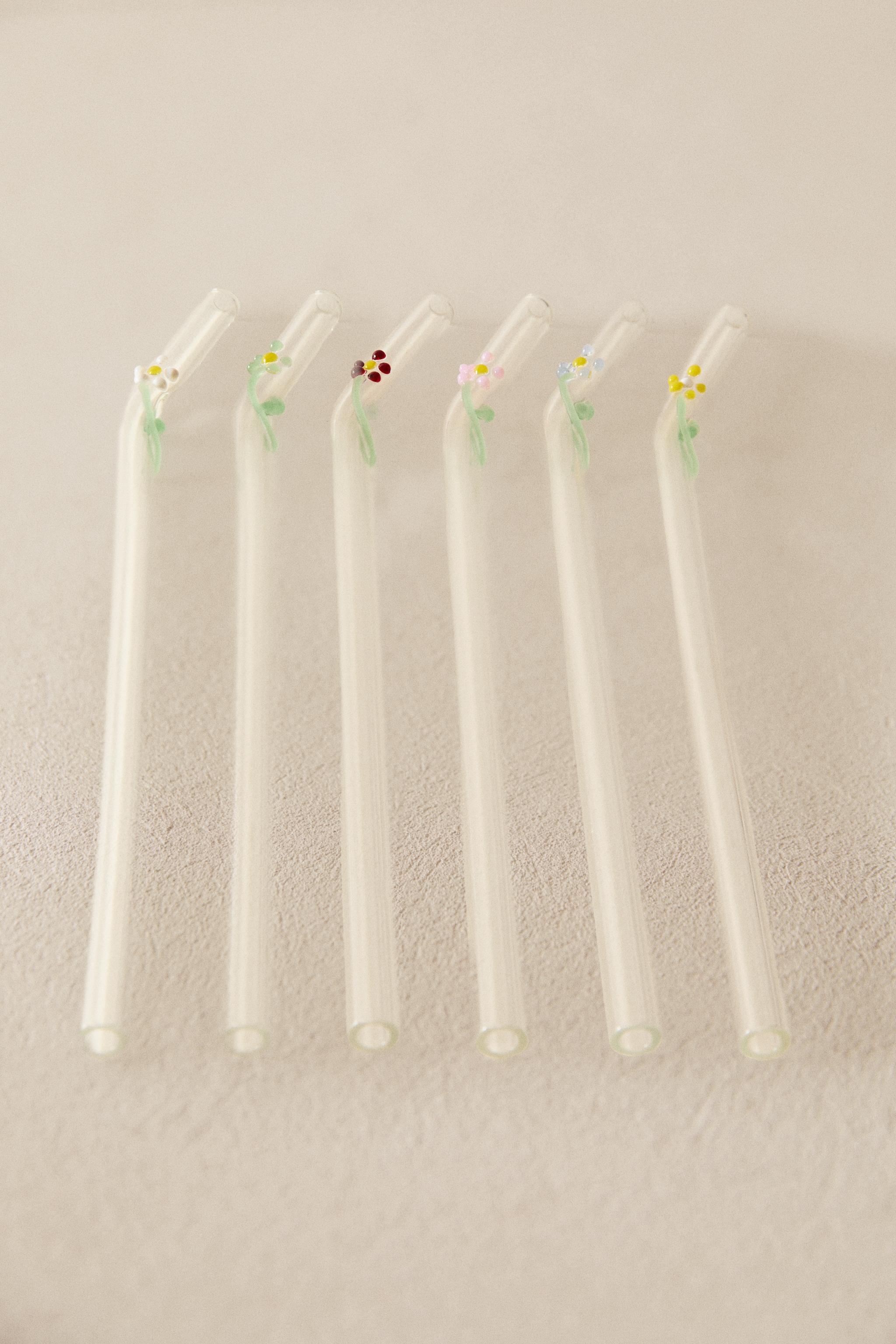 LOT PAILLES BOROSILICATE FLEURS (LOT DE 6)
