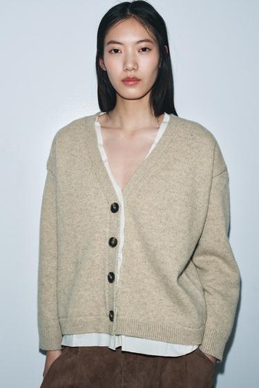 Zara COMBINED WOOL JACKET - Sand / Marl