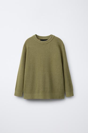 WAFFLE KNIT SWEATER - Light khaki by Zara