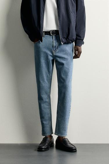 SLIM CROPPED FIT JEANS - Mid-blue by Zara