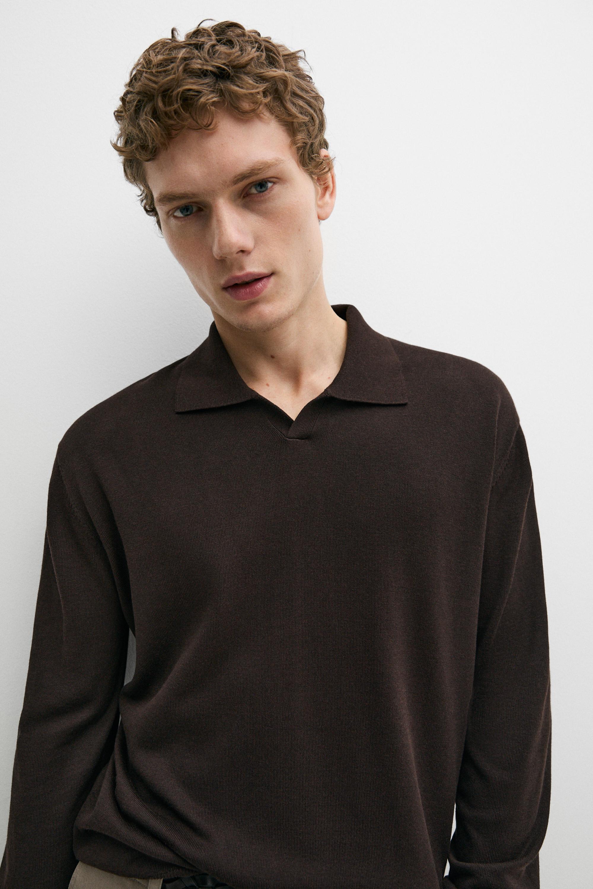 Polo collar knit sweater