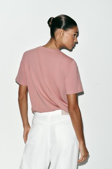 FADED-EFFECT EMBELLISHED T-SHIRT - Pink by Zara - Image 3