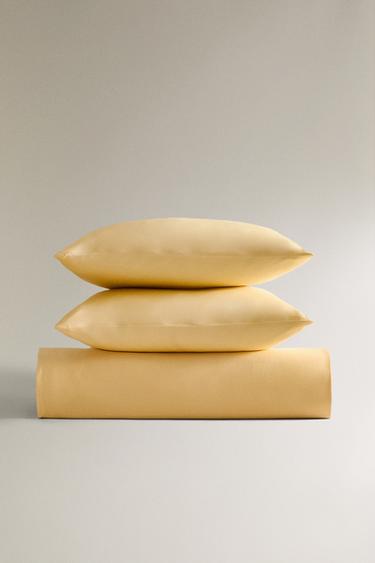(300 THREAD COUNT) SATEEN DUVET COVER - Yellow by Zara - Image 0