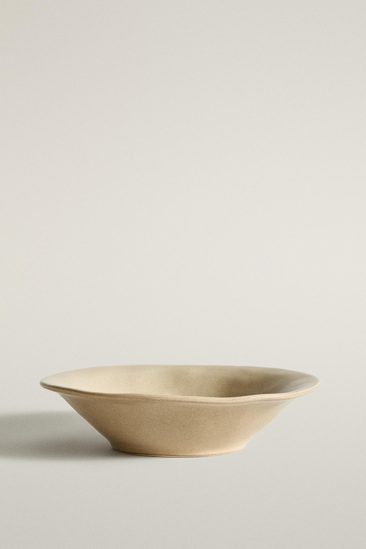 IRREGULAR STONEWARE BOWL — Taupe grey