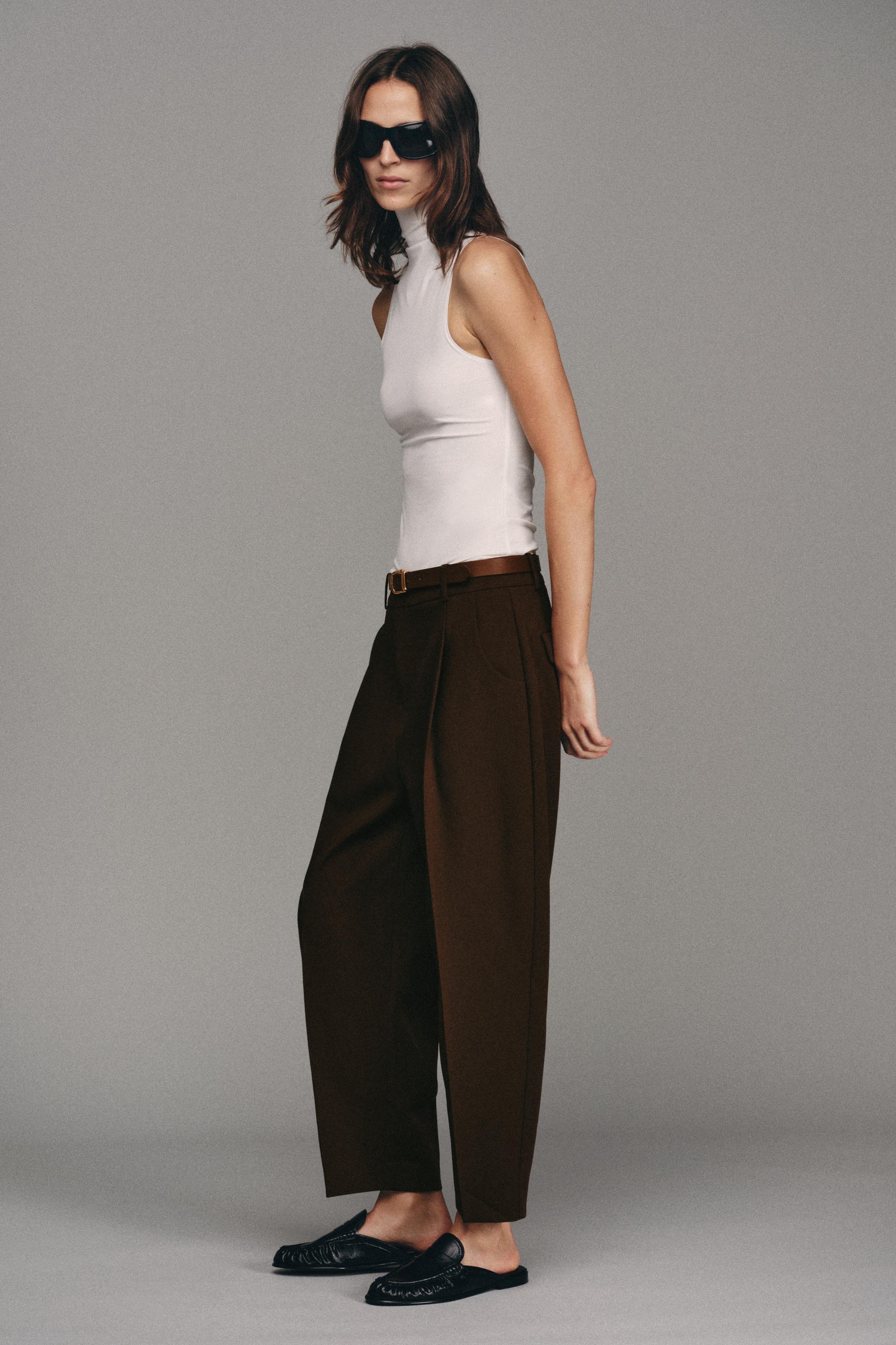 Zara Kemerli Crop Pantolon görsel 3