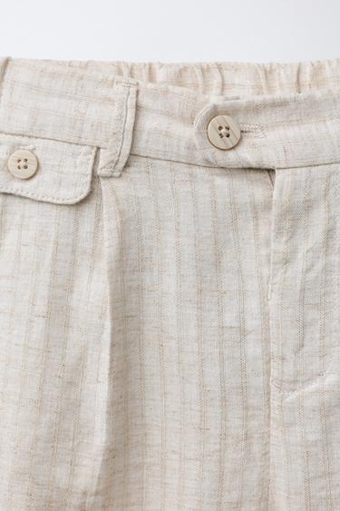 LINEN BLEND SUIT BERMUDA SHORTS - Light beige by Zara - Image 2