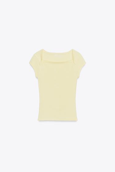 COTTON MODAL T-SHIRT - Yellow by Zara