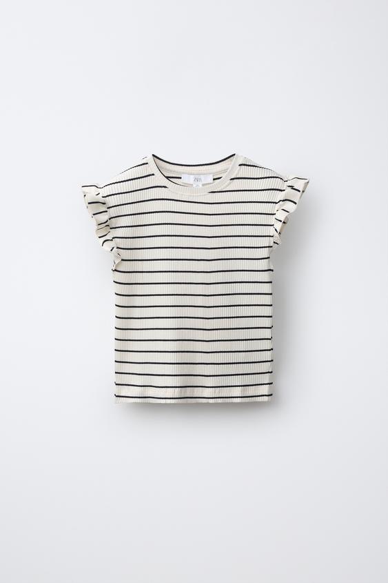 CAMISETA RIB VOLANTE RAYAS - Rayas de Zara - Imagen 0