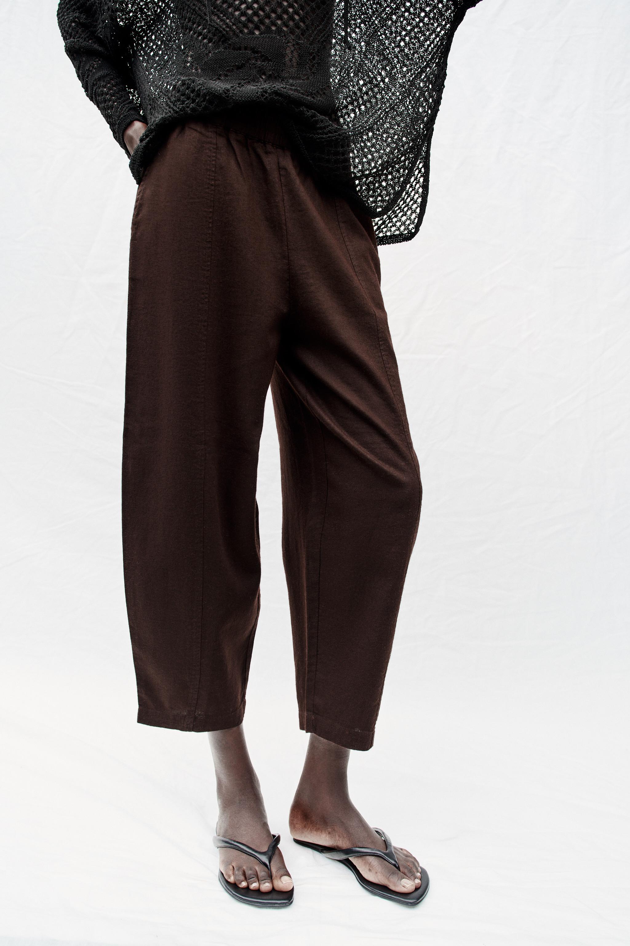 Женские брюки Zara LINEN BARREL PANTS — фото 3