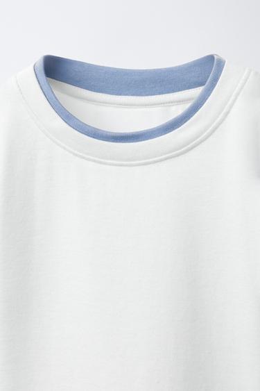 T-SHIRT DOUBLE AVEC MODAL - Blanc de Zara - Image 2