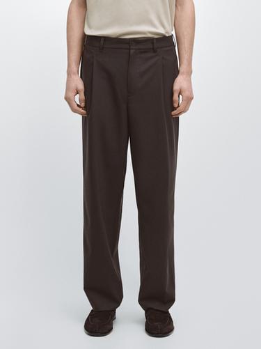 Zara Relaxed fit wool blend trousers - Brown