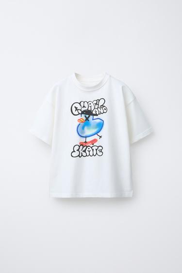 CAMISETA GRAFFITI MUÑECO - Blanco roto de Zara
