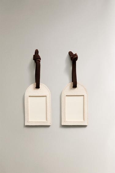 ID TAGS WITH LEATHER DETAIL (PACK OF 2) - Ecru by Zara - Image 0