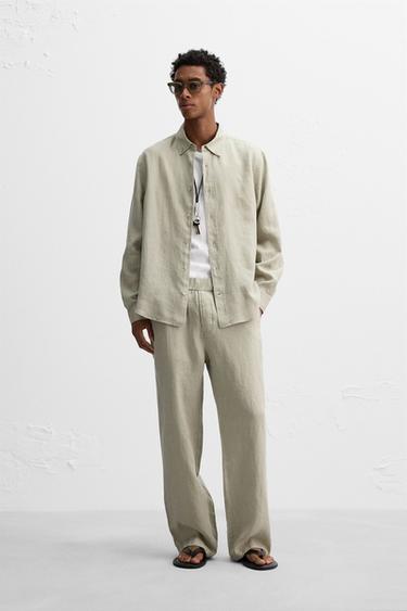Zara LINEN PANTS IN 100% LINEN - Light beige - Image 0