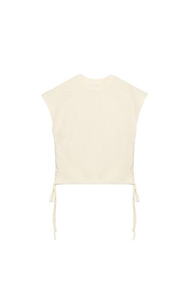 RUSTIC GATHERED T-SHIRT - Butter by Zara