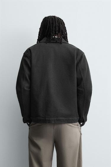 DENIM ZIP-UP OVERSHIRT - Black by Zara - Image 2