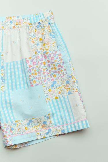 3-6 AÑOS/ PIJAMA CAMISA Y BERMUDA PATCHWORK - Crudo de Zara