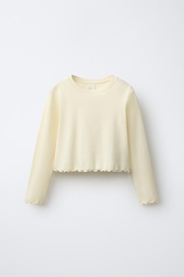 CAMISETA RIB CROP OVERLOCK - Mantequilla de Zara