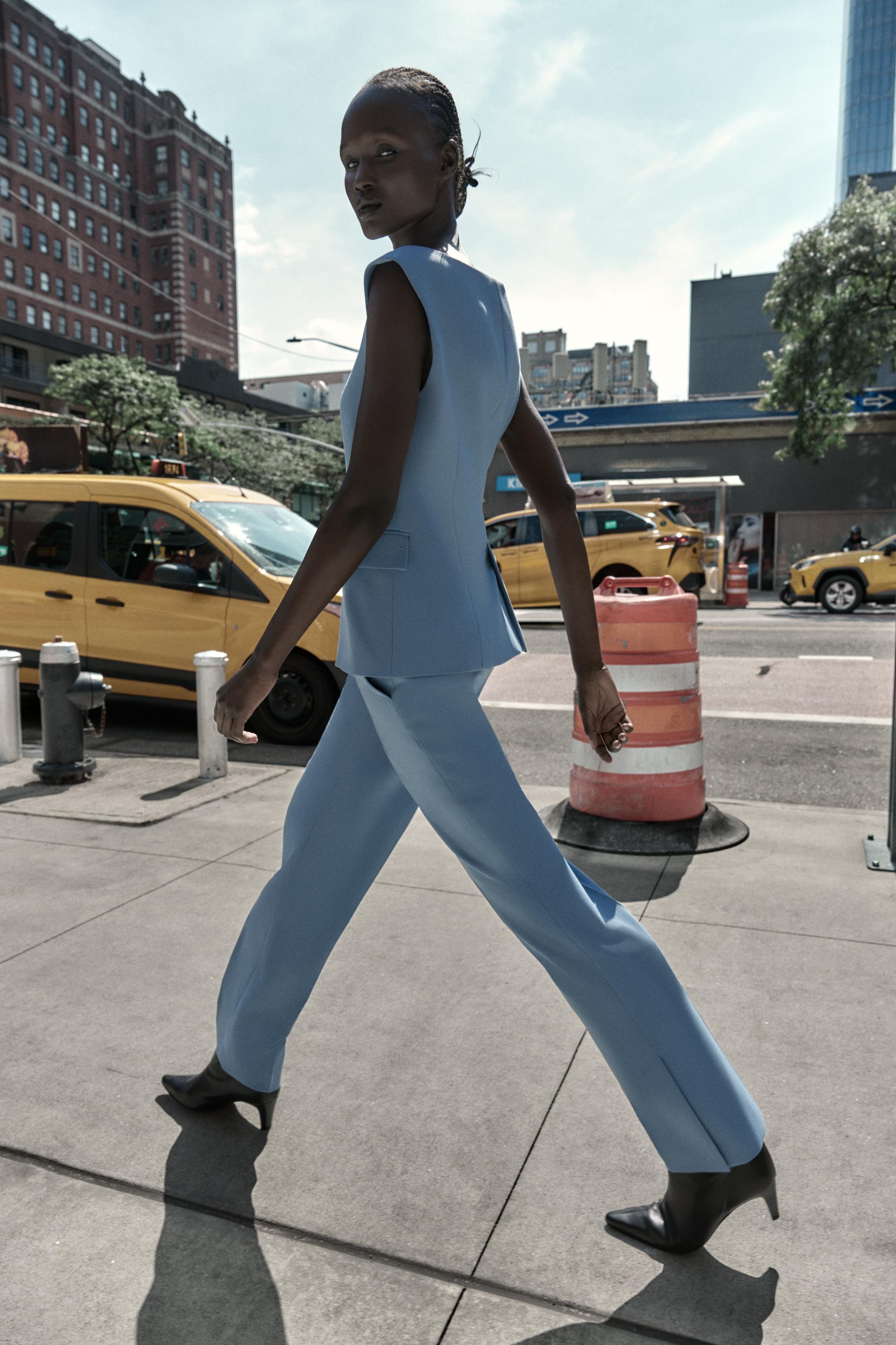 FLARE PANTS WITH SIDE VENTS - Blue | ZARA United States FLARE PANTS WITH SIDE VENTS - Blue | ZARA United States