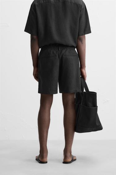 SHORT 100 % LIN - Noir de Zara - Image 2