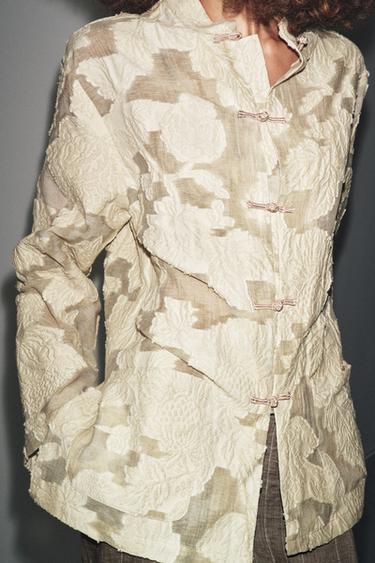 KIMONO JACQUARD FLEURS LIMITED EDITION - Marron clair de Zara - Image 3