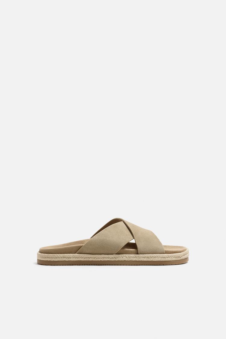 リアルレザー製ダブルストラップサンダル - ブラウン | ZARA Japan / 日本