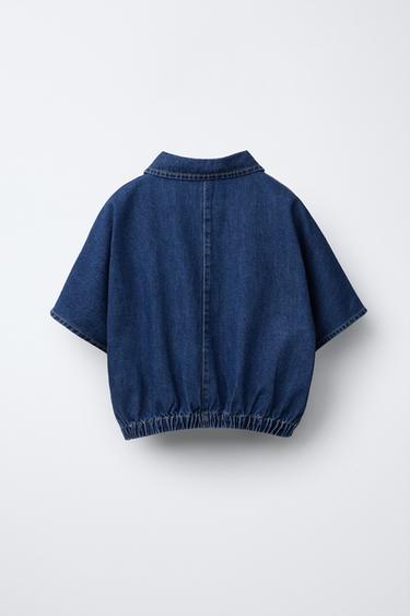 DENIM SHIRT WITH FLORAL KNOT - Blue by Zara - Image 1