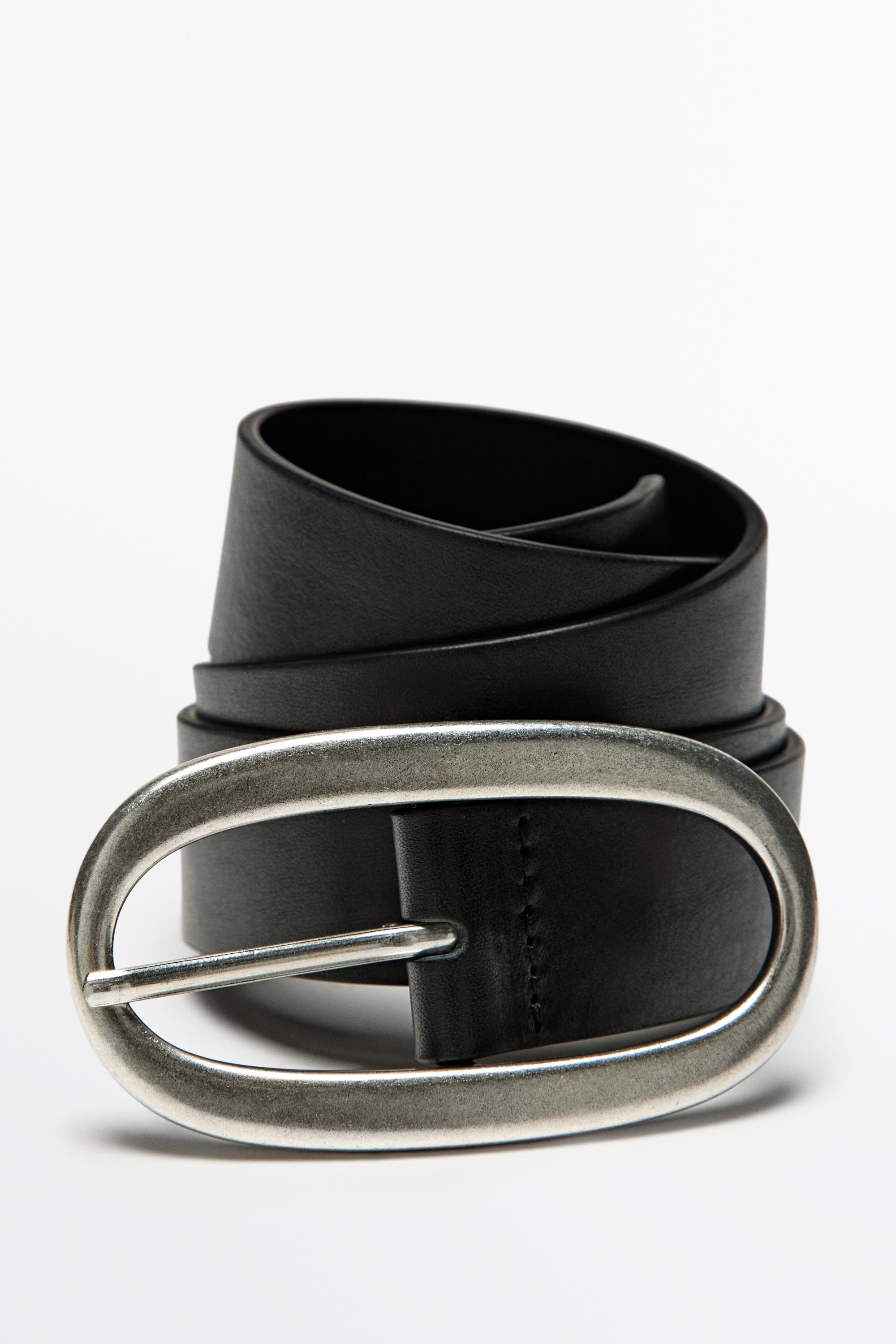 Ceinture boucle ovale en cuir nappa