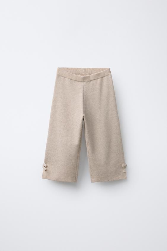 PANTALÓN PUNTO CULOTTE LAZOS - Beige de Zara - Imagen 0
