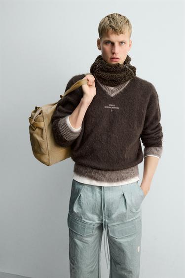 JUMPER WITH CONTRAST TEXTURE X SR_A - Brown by Zara - Image 6