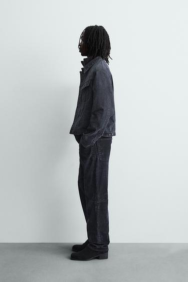 VESTE COURTE EN VELOURS CÔTELÉ - Bleu de Zara - Image 3