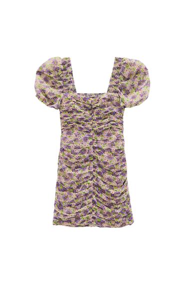 PRINTED DRAPED DRESS