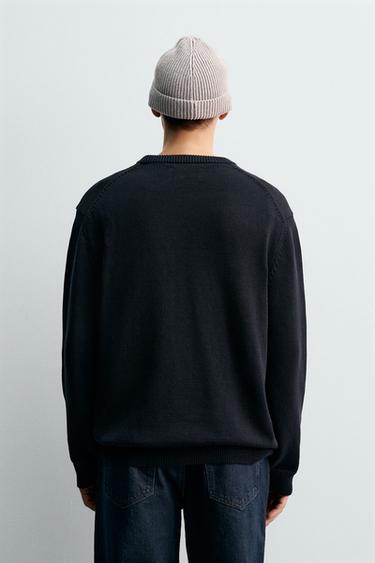 PULL REGULAR FIT EN COTON - Bleu marine foncé de Zara - Image 2