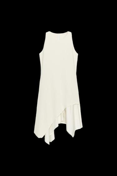 NECKHOLDER-KLEID AUS MATERIALKOMBINATION - Cremefarben von Zara