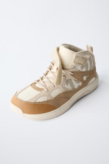 BASKETS MONTANTES EN CONTRASTE - Marron sable de Zara - Image 4