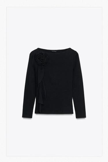 تي شيرت زهرة بحجم - أسود by Zara