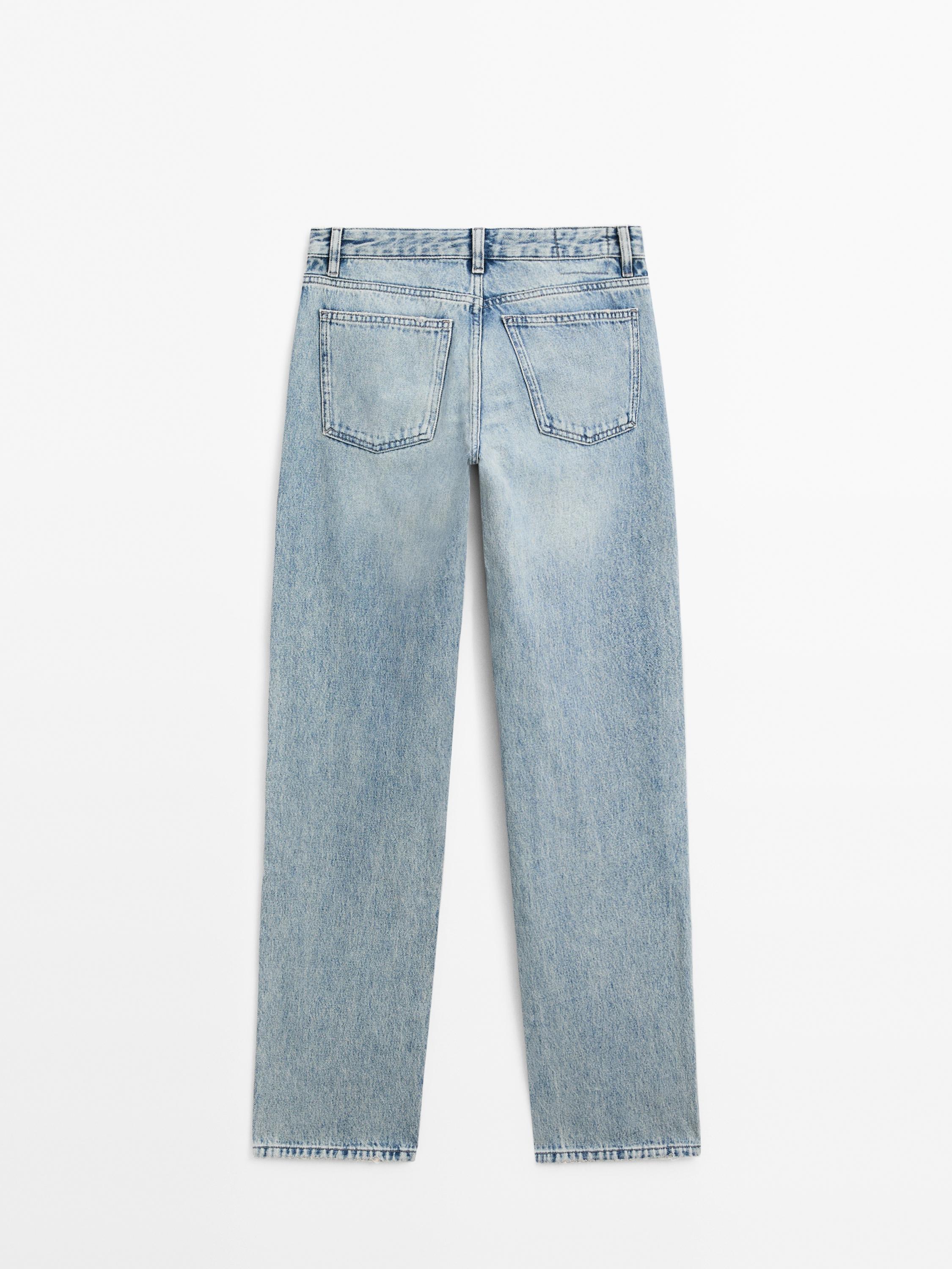 Low-rise straight-leg jeans