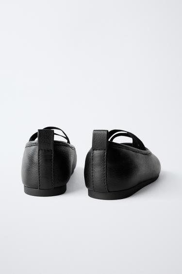 LEATHER BALLERINAS - Black by Zara - Image 4