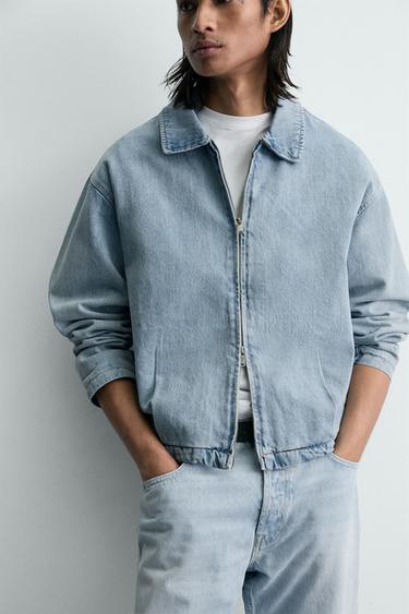 VESTE EN JEAN À FERMETURE ÉCLAIR - Bleu clair de Zara - Image 5