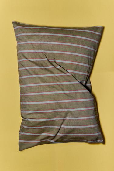 TAIE D’OREILLER PERCALE DE COTON RAYURES (300 FILS) - Vert de Zara - Image 5