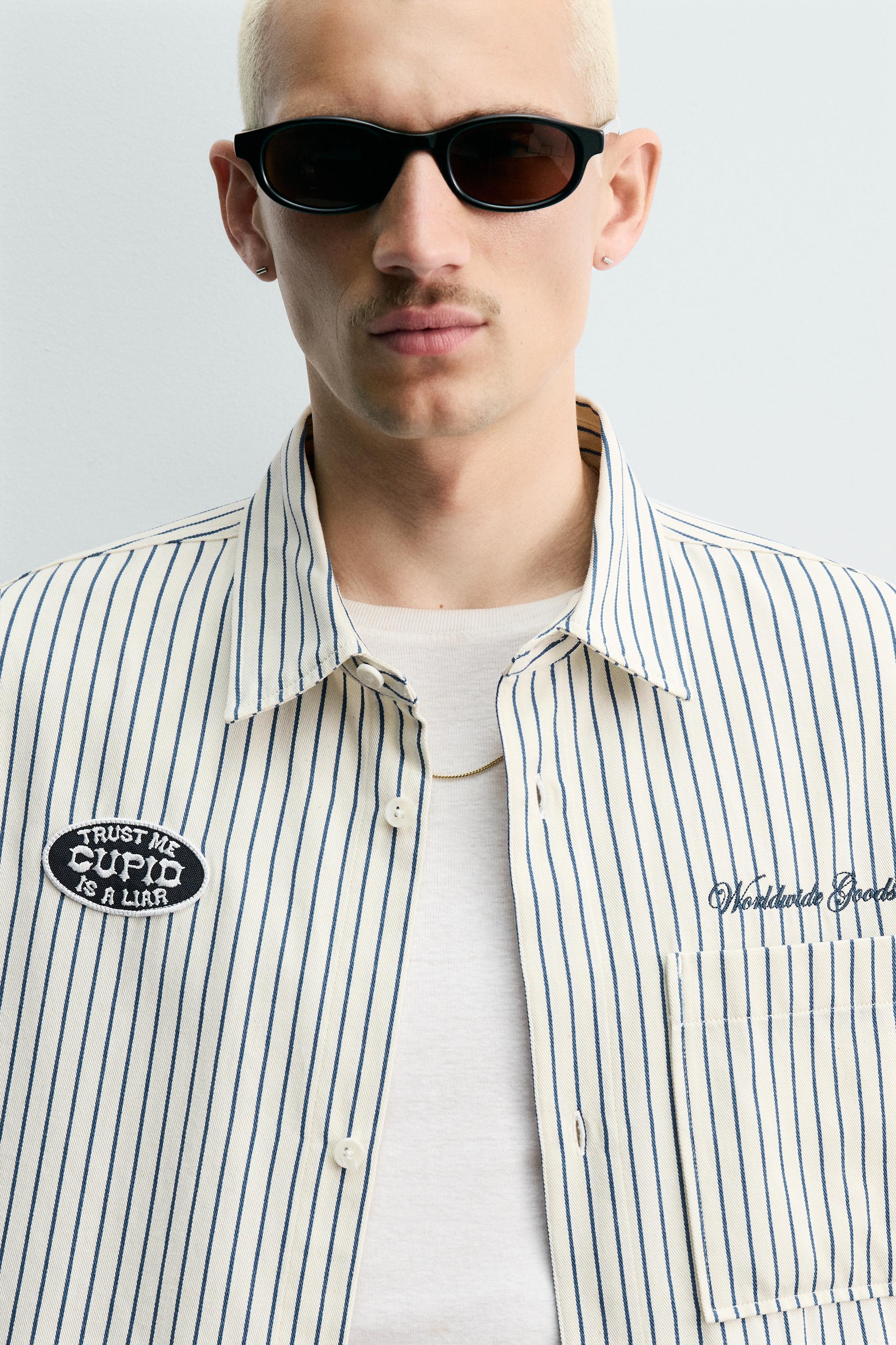 CONTRAST STRIPED PATCH OVERSHIRT