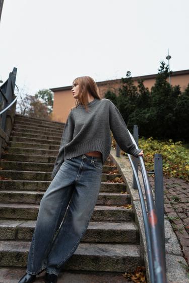 Zara REBRASTI PLETENI DŽEMPER – sivi lapor